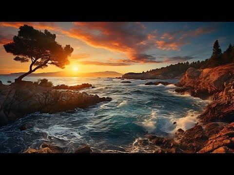 4K Sea Coast Sunset