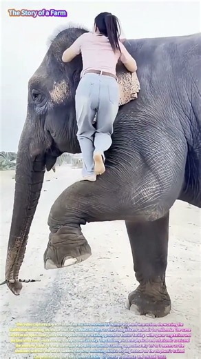 The Art of Mounting: A Woman Masters the Ancient Skill of Climbing onto a Trained Asian Elephant! 🐘🌿