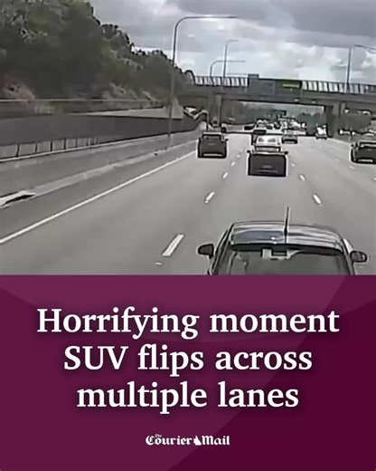 Dramatic dashcam footage has captured the moment a white Nissan struck an SUV on the Pacific Mwy south of Brisbane, sending the vehicle flipping violently across multiple lanes. Full story at the link in bio.