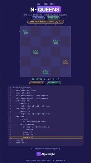 N-Queens Explained - Watch Backtracking Actually Run #coding #softwarearchitect #systemdesign