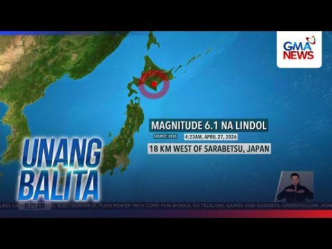 USGS - Sarabetsu, Japan, niyanig ng magnitude 6.1 na lindol; walang itinaas... | Unang Hirit