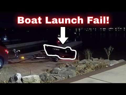 Boat Falls Off Trailer at Launch - FULL(Back up, Boat falls, Bounces on Concrete, Reload and Launch)