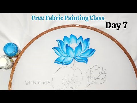 Free Fabric Painting Class Day 7 | Lotus Painting Tutorial for Beginners 