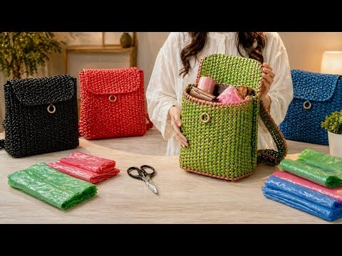 Amazing DIY Backpack Made Only from Recycled Plastic Bags & Cardboard!😍🎒