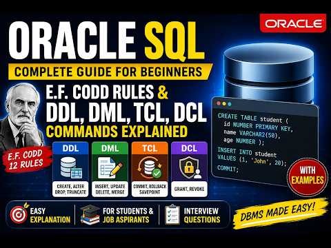 Oracle SQL Tutorial | E.F. Codd Rules + DDL, DML, TCL & DCL Commands Explained | Beginners