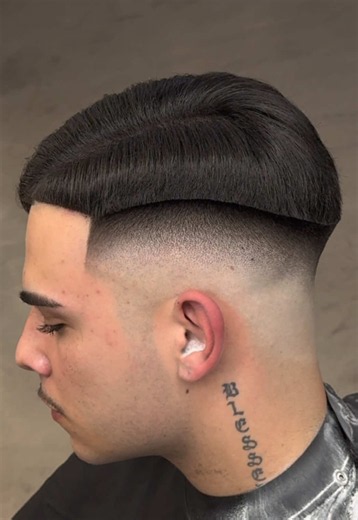 Side Part Mohawk with Weight Line & Fade Haircut Idea