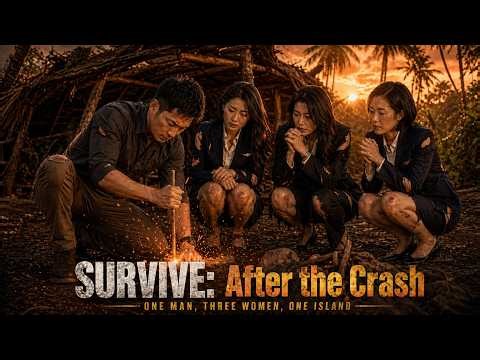Stranded on a Deserted Island with Three Women After a Crash | Desert Island Survival ｜Part 2