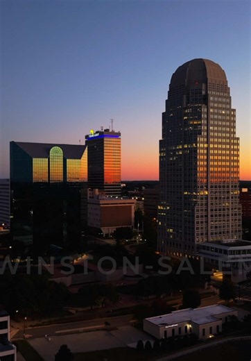 Good morning, Winston-Salem! ☀️ A bird's-eye view of downtown on this beautiful fall morning. 🍂 Sometimes it's fun to see familiar places from a whole new perspective! 📍 Winston-Salem, North Carolina #WinstonSalemNC #DowntownWinstonSalem #VisitNC @Visit Winston-Salem