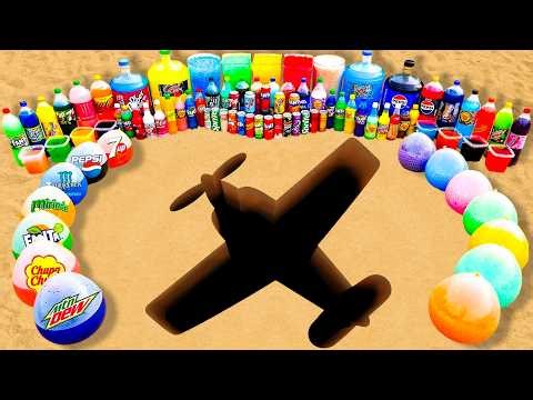EXPERIMENT: How to Make Plane with Mtn Dew, Balloons Orbeez, Big Pepsi, Fanta, Coca Cola vs Mentos