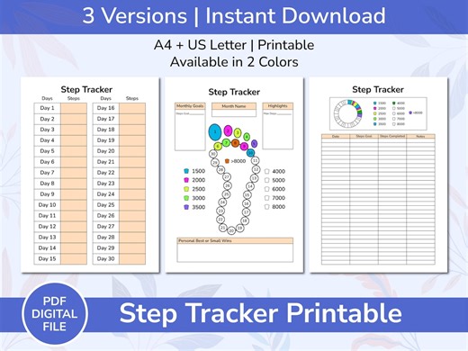 Monthly Step Tracker Printable PDF | Daily Step Log Sheet | Beginner Walking Tracker | Fitness Planner Page A4 + US Letter - Etsy Australia