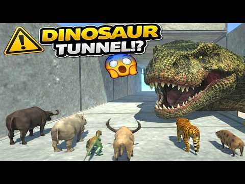 Giant T-Rex in the Tunnel! Can Animals Escape?