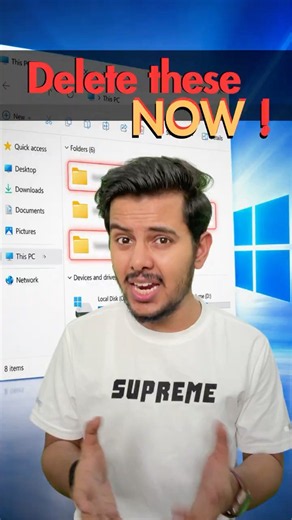 Laptop Slow?🤯 Delete These 3 Hidden Windows Folders! #laptop #windows #dell #shorts #shortsfeed #hp