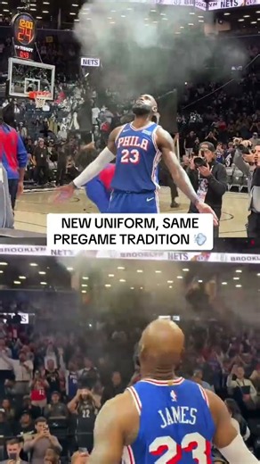 LeBron's first chalk toss as a Sixer... from multiple angles 🔥