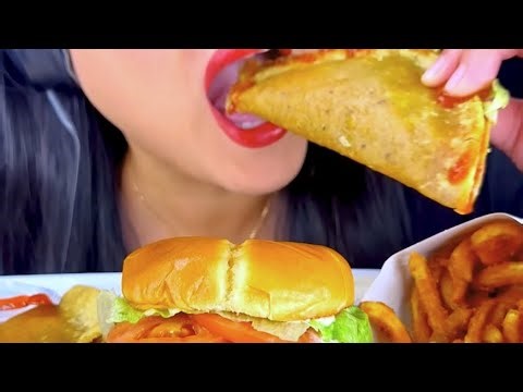 ASMR Crunchy Tacos, Chicken Sandwich and Fries Eating Show, 2x Speed, Big Bites ‪@ASMRPhan‬