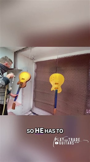 Spraying a Gibson Sunburst Les Paul at Factory