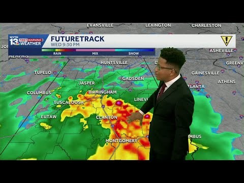 Heavy rain and storms in Alabama's weather forecast this evening, followed by a cooldown
