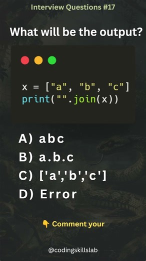 Python Interview Questions #17 | join() Trick 🤔 #shorts #python #codingquiz