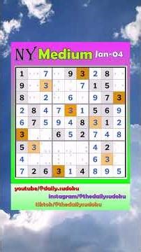 The New York Times Daily #Sudoku 2026-01-04 Medium #puzzle #games #education #braingames
