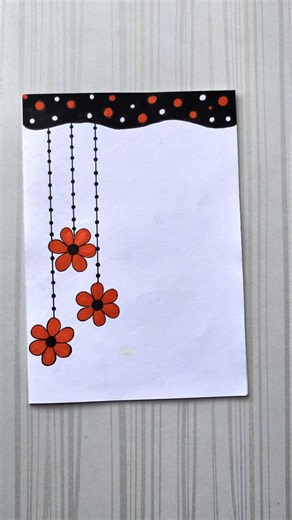 Easy Hanging Flower Border Design/6 easy border design/Border design/Project/Priyanka Gunwal #shorts