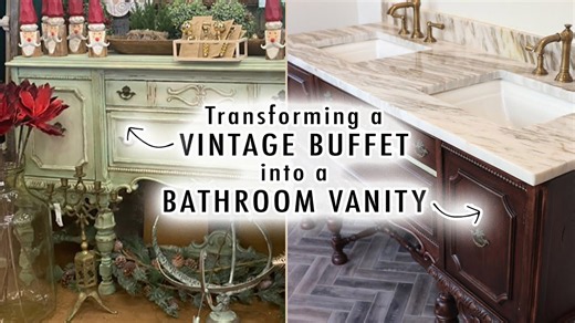 Turning a buffet into a bathroom vanity