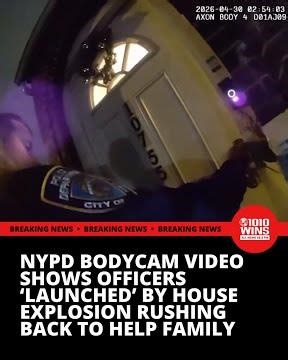 NYPD bodycam video shows officers 'launched' by house explosion rushing back to help family