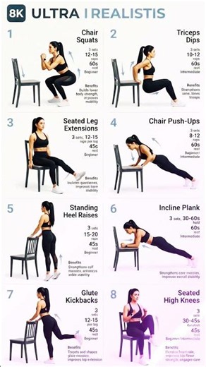 8 Chair Exercises for Seniors to Improve Mobility #heartcare #healthylifestyle #workout #exercise