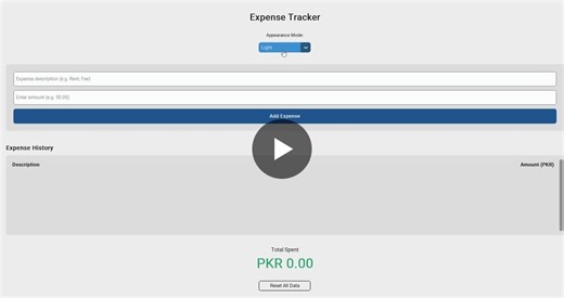 Decodelabs Internship Program (Python Programming) Built a simple Expense Tracker Application using Python 🐍 Features include: ✅ Add Expenses ✅ Delete Expenses ✅ View Expenses ✅Multi-Themed… | Fakhar Chishty