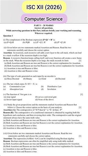 ISC Computer Science 2026🔥| Important Questions & Exam Preparation#isc#computerscience#exam#shorts