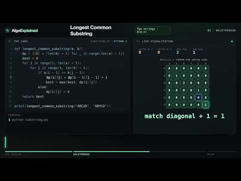 Longest Common Substring Explained: Dynamic Programming (Python)