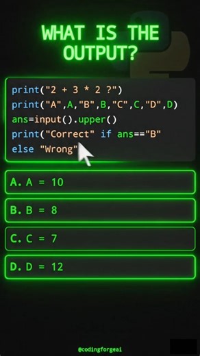 🧠 Python Output Quiz – Can You Guess the Result? Comment your answer ✨️ #coding #python #programming