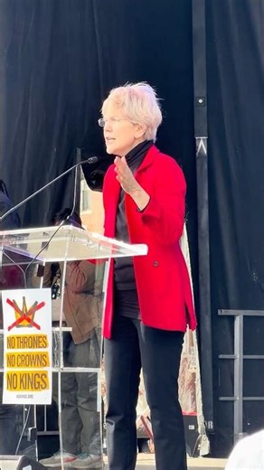 Sen. Elizabeth Warren on the war in Iran at the "No Kings" protest in Boston, March 28, 2026