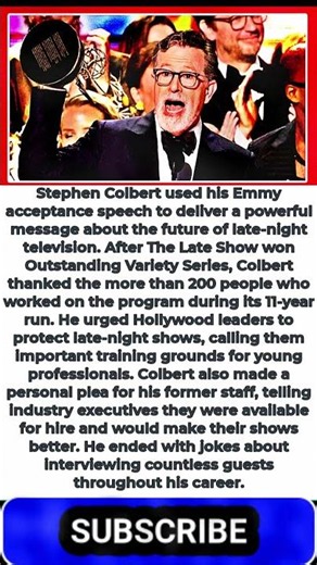 Colbert Sends Message to Hollywood’s MAGA Leaders at Emmys