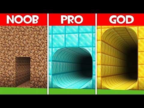 Minecraft Battle: TUNNEL HOUSE BUILD CHALLENGE - NOOB vs PRO vs HACKER vs GOD in Minecraft!