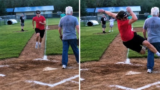 This baseball play ended in a collision at home plate