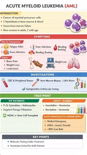 Acute Myeloid Leukemia Explained: Symptoms, Diagnosis & Treatment in Minutes! #healthawareness
