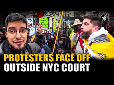 Protesters outside New York Ferdaral court clash; applaud, decry Maduro's arrest