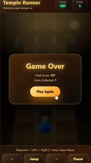 Temple Runner Game Using HTML CSS JavaScript & Spring Boot Backend | Full Stack Game Project #gaming
