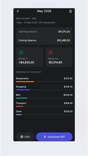 Statement Detail — Flutter fintech screen #Flutter #Shorts