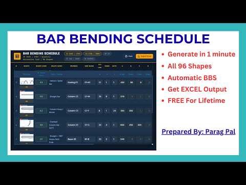 Complete Bar Bending Schedule Tool | 96 Shapes | Civil Engineering