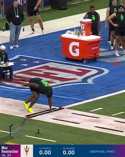 Only one OL had a faster 40-yard dash than Max Iheanachor at the 2026 NFL Combine‼️