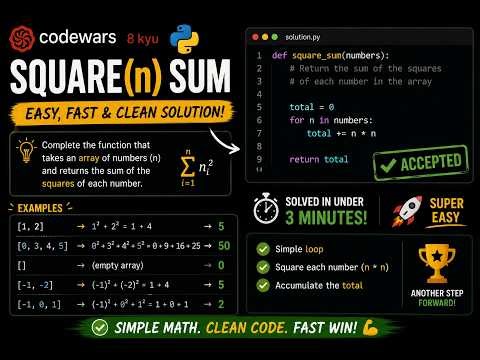 Codewars Square(n) Sum in Python | Beginner Coding Practice