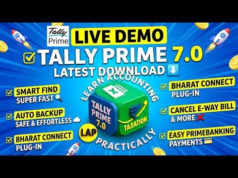 Tally Prime 7.0 Full Course | Auto Backup, PrimeBanking & SmartFind Explained | Live Demo