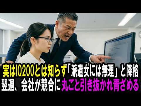 IQ200の天才プログラマーと知らずに「派遣女には無理だ」と降格させた部長。数日後、基幹システムごと競合に抜かれ本社が凍りつく.mp4#