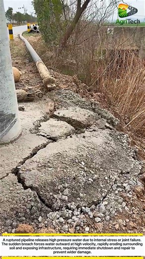 High Pressure Pipeline Burst Unleashing Massive Water Force