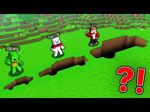 Minecraft Maizen - Mikey & JJ & Carrie TINY vs GIANT CAR PIT