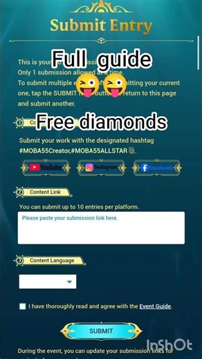 Free Diamonds 💎in MLBB?! 😱 Step-by-Step Submit Trick 💎💎#shorts #MOBA55Creator #MOBA55ALLSTAR