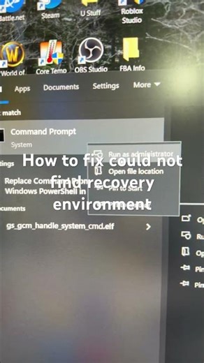 How to fix could not find recovery environment - insert your windows installation recovery