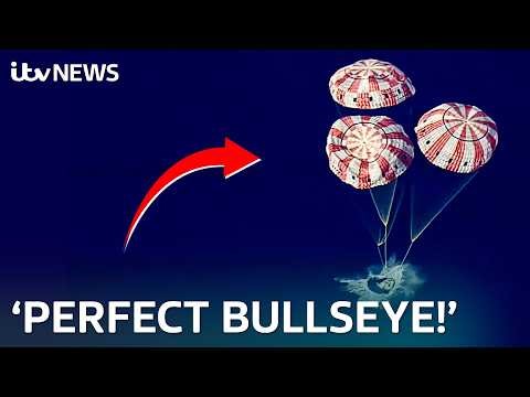 Watch the full splashdown of the historic Artemis II lunar mission | ITV News