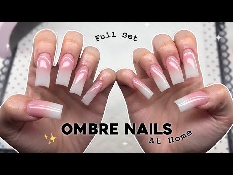 FULL SET BEGINNER FRIENDLY POLYGEL NAILS! OMBRE NAILS AT HOME | Nail Tutorial