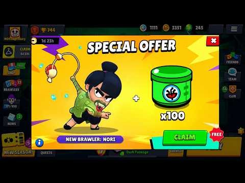 🤤NEW BRAWLER NORI IS HERE!!!✅😍 CLAIM THE BEST GIFTS FROM SUPERCELL🎁BRAWL STARS NEW UPDATE🦖